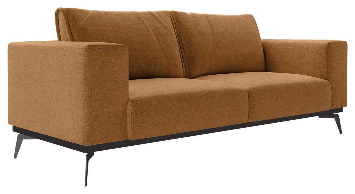 Dvojmiestna pohovka ISOLDE, oranžová - oranžová/čierna, Design, kov/drevo (250/87/95cm) - MID.YOU