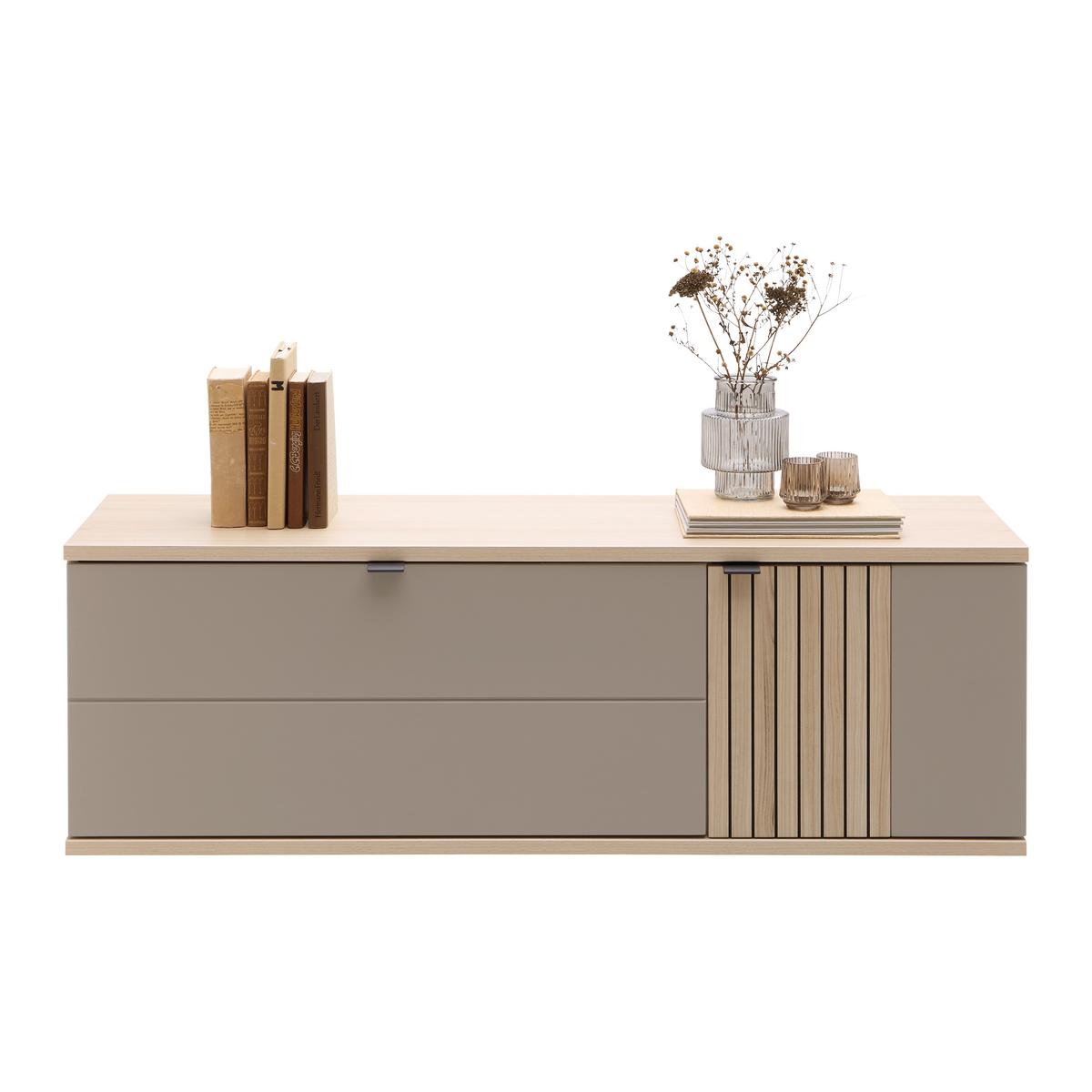 Závěsná skřiňka PISA Taupe/dekor dub - barvy dubu/černá, Moderní, kov/kompozitní dřevo (133/43/38cm) - Mömax