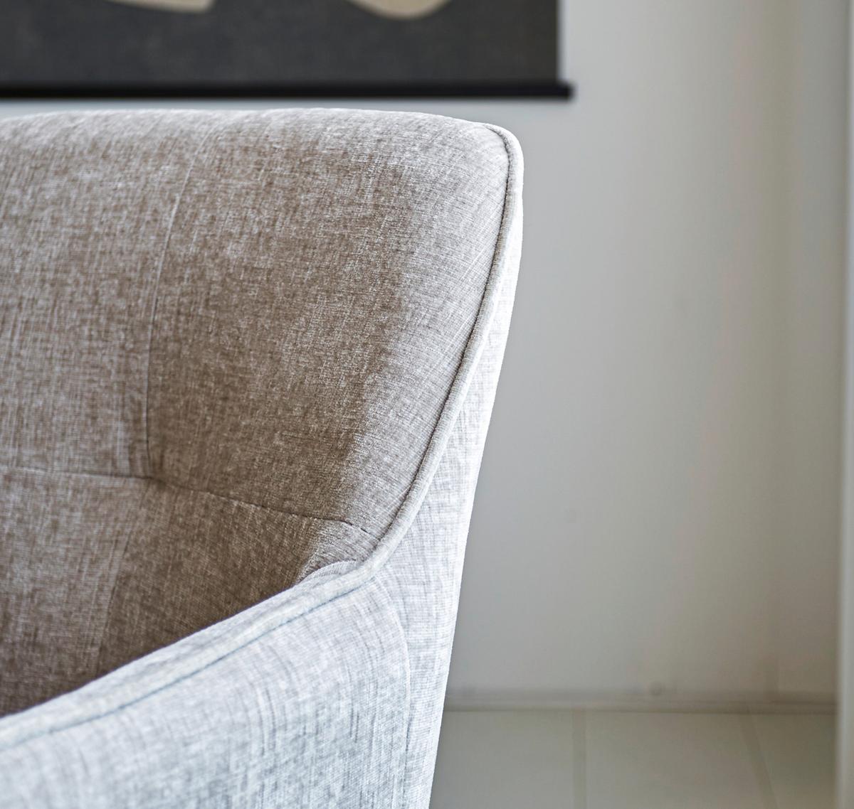 Armlehnstuhl Nancy Hellgrau B: 59 Cm - Hellgrau/Schwarz, MODERN, Textil/Metall (59/88/60cm) - MID.YOU