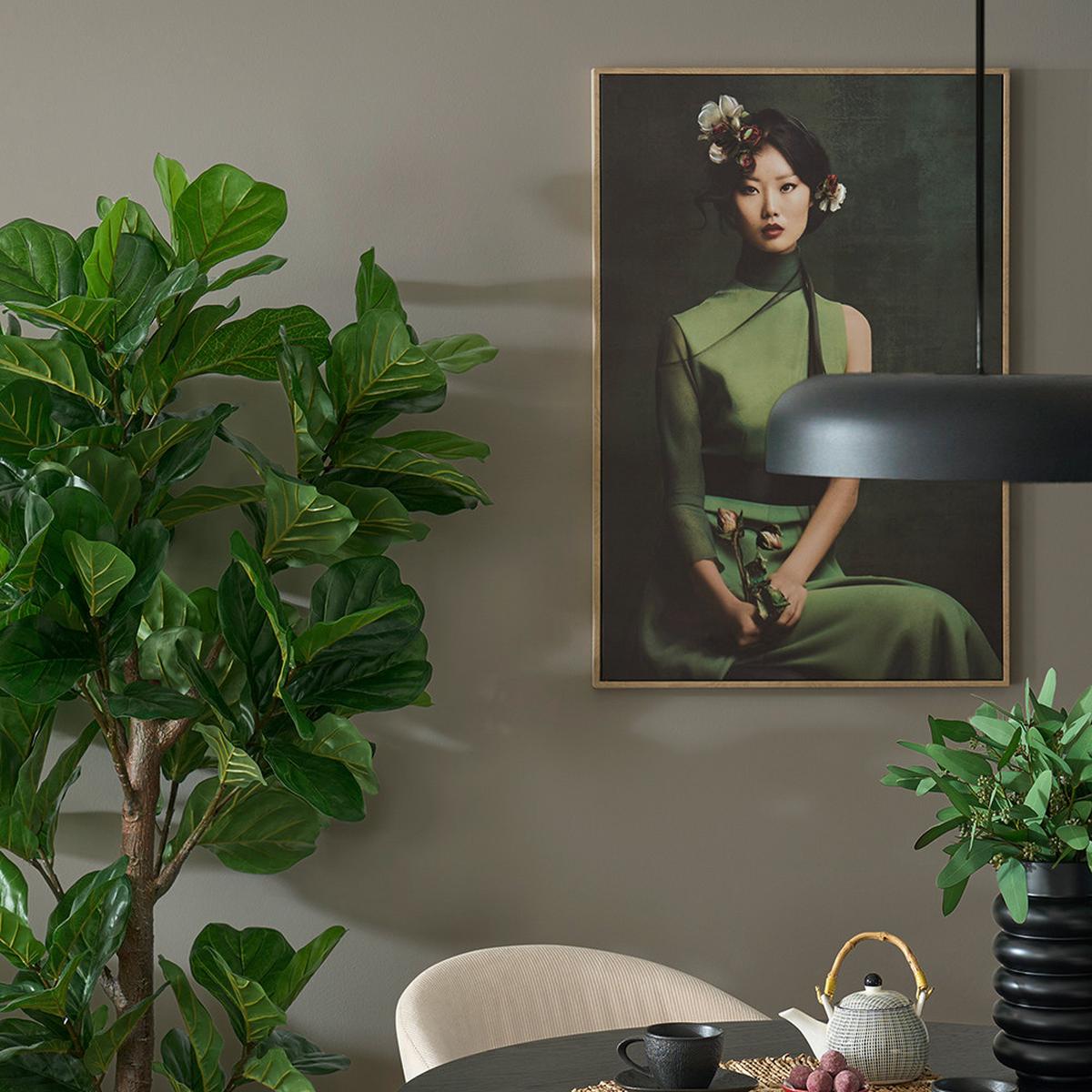 Obraz na plátně DENISE SMALL, žena 60/90 cm - zelená/přírodní barvy, Moderní, kompozitní dřevo/textil (60/90cm) - Premium Living