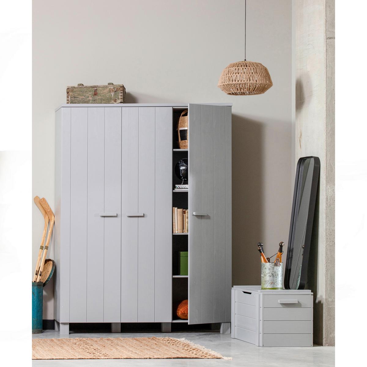 Garderobenschrank Dennis Grau B: 158 Cm - Grau, Design, Holz/Holzwerkstoff (158/202/55cm) - Livetastic
