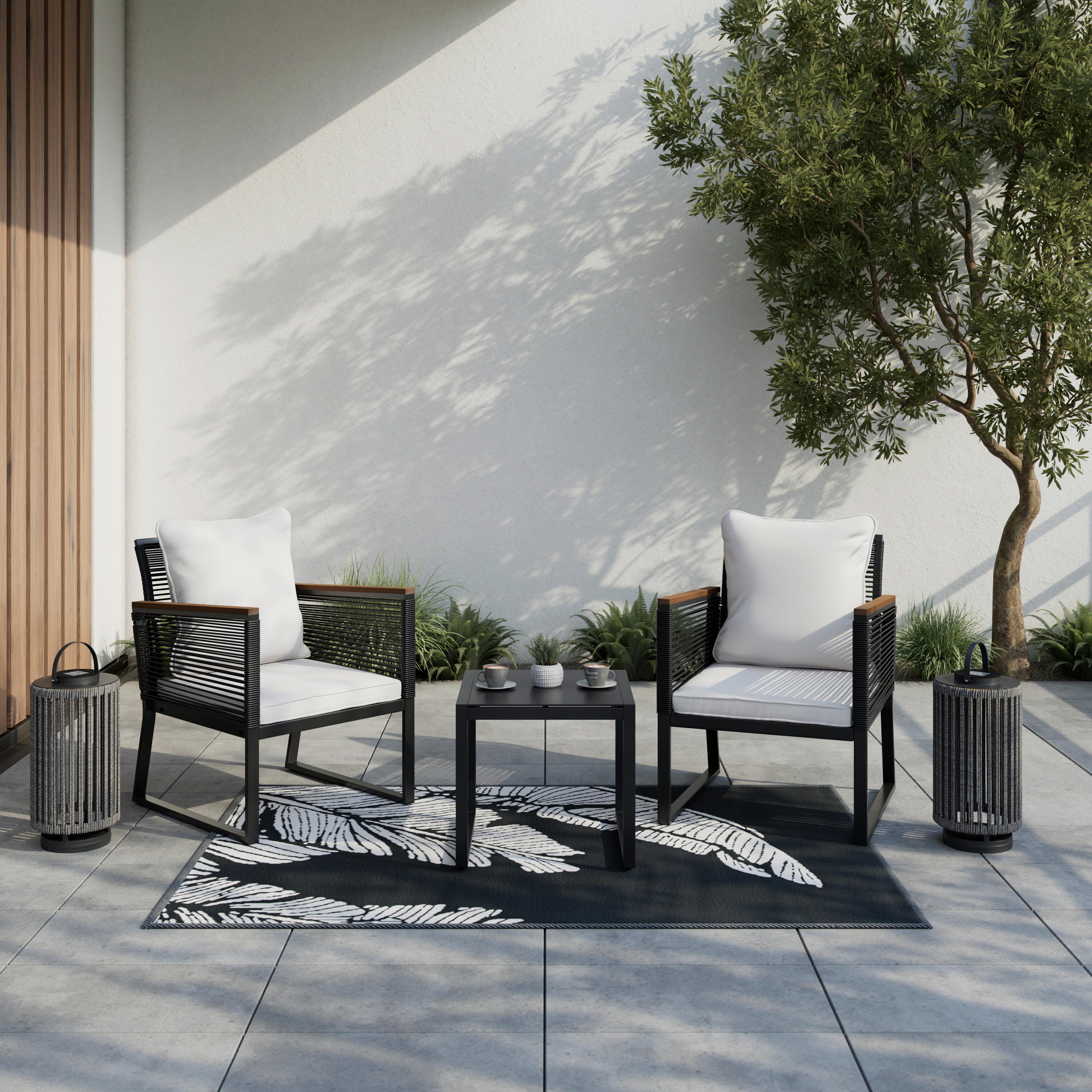 SADA ZÁHRADNÝCH KRESIEL TONI - čierna/krémová, Modern, kov/textil (56/70/76cm) - Bessagi Garden
