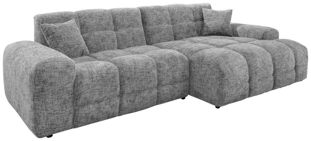 Ecksofa Bosco Silberfarben S: 301x152 cm - Silberfarben/Schwarz, MODERN, Textil (301/152cm) - Livetastic