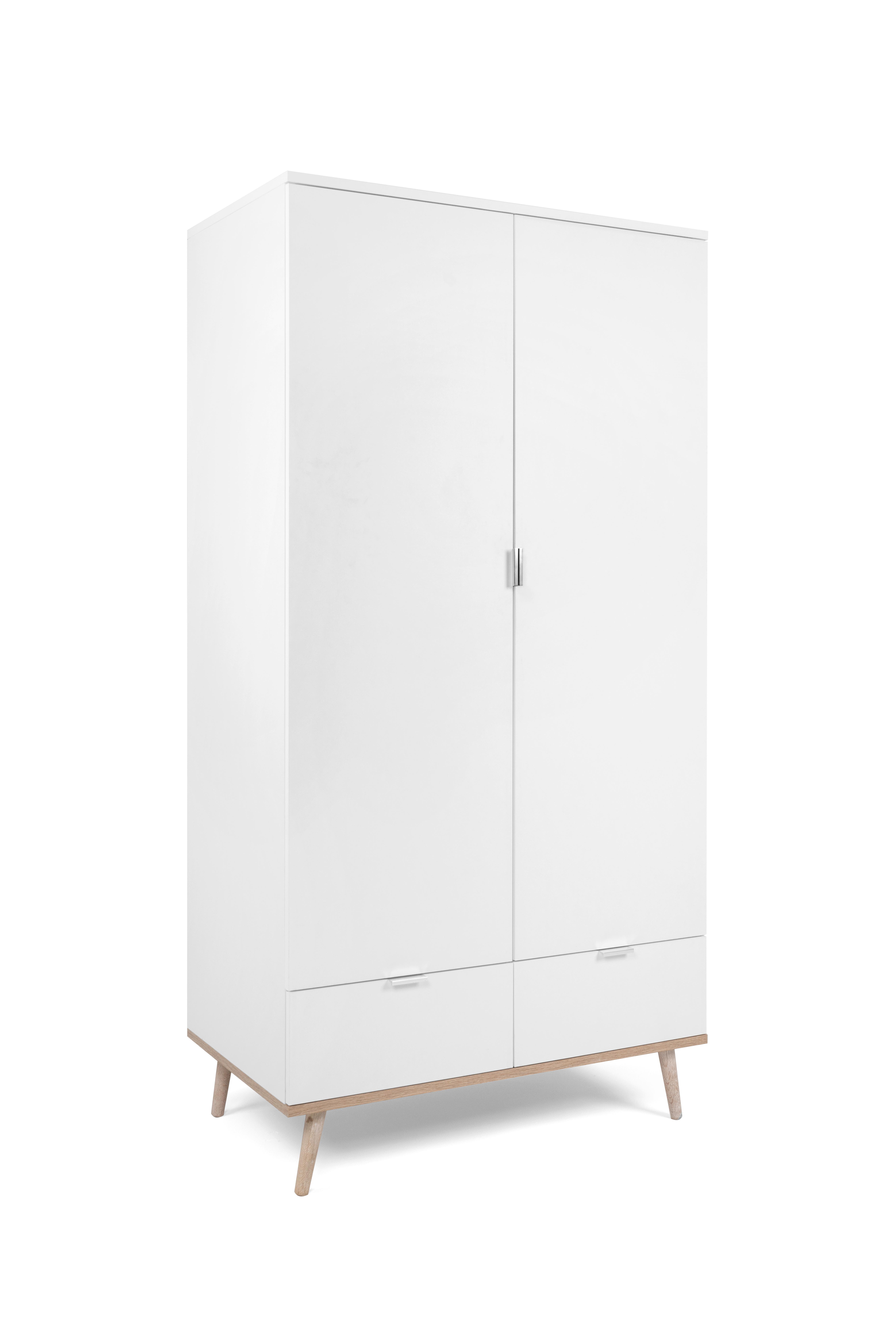 Drehtürenschrank + Schubladen B: 90 cm Göteburg 61, Weiß