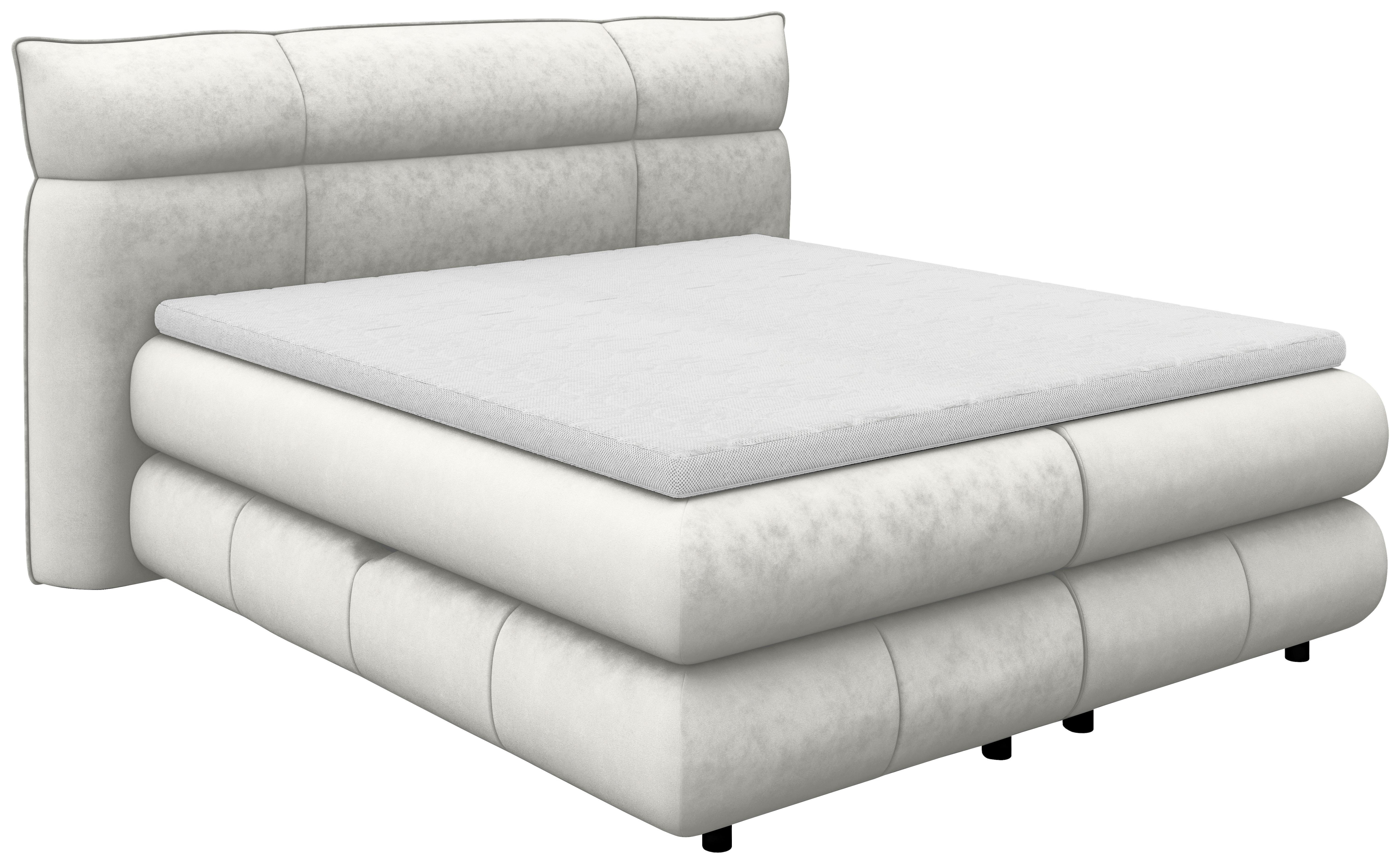 Boxspringbett Carmelo Creme 180x200 cm - Creme/Schwarz, Trend, Textil (180/200cm)