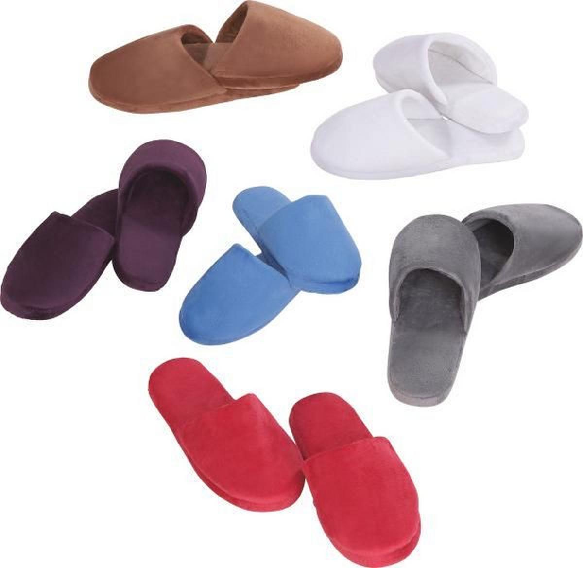 Gästepantoffel Unisex Mikrofaser Versch. Größen - Blau/Rot, KONVENTIONELL, Textil - Ondega