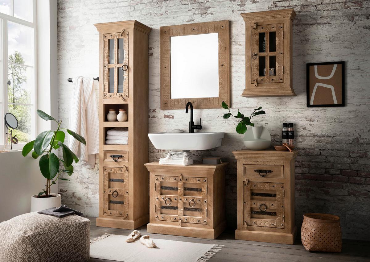 SPIEGEL Naturfarben B: 68cm - Naturfarben, Design, Glas/Holz (68/79/8cm) - MID.YOU