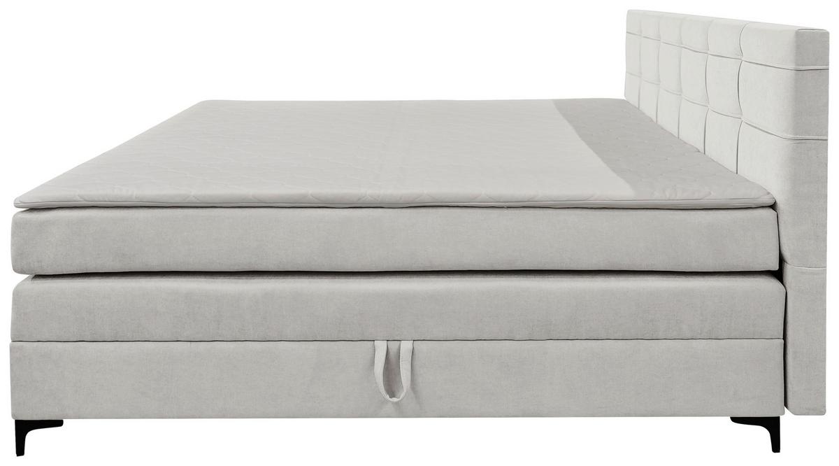 Boxspringbett Mitto mit Topper 180x200 cm - Creme/Schwarz, KONVENTIONELL, Textil/Metall (180/200cm)