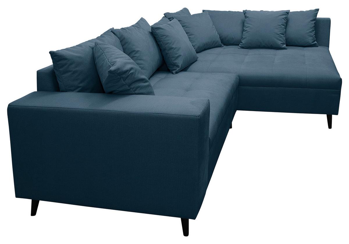 Ecksofa Pruno Dunkelblau S: 247x174 Cm - Schwarz/Dunkelblau, Design, Textil (247/174cm) - MID.YOU