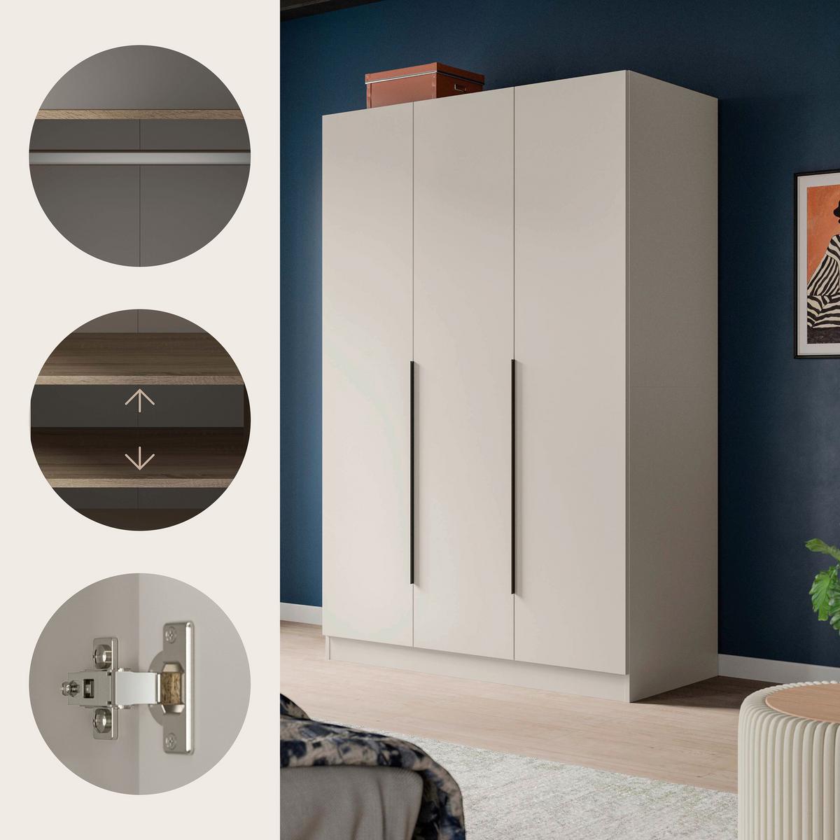 DREHTÜRENSCHRANK Kopenhagen Schwarz B: 120cm - Kaschmir, MODERN, Holzwerkstoff (120/181/52cm) - Livetastic