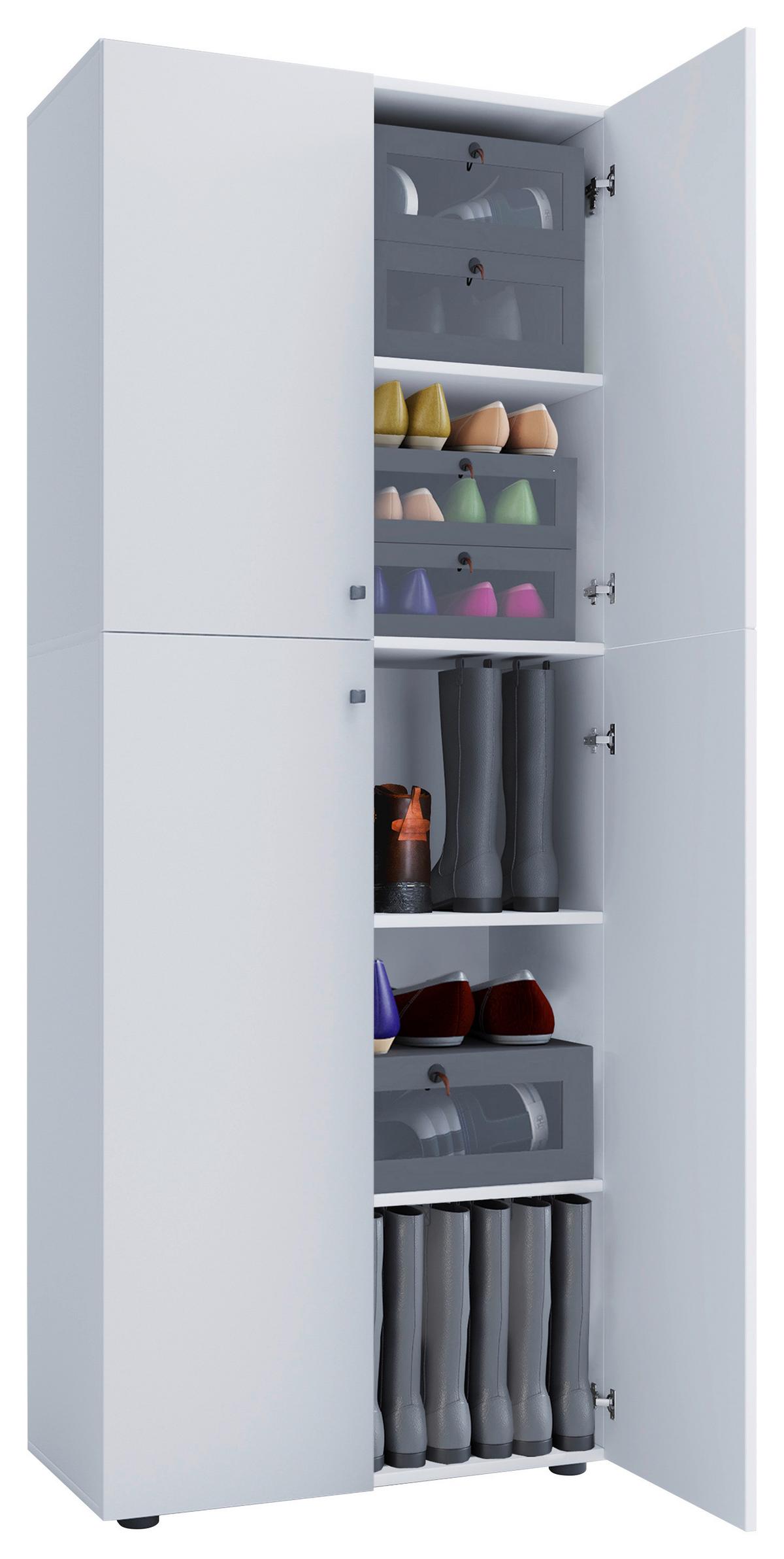 Skrinka na topánky LONA š: 70cm biela - čierna/biela, Konventionell, kompozitné drevo/plast (70/182/37cm) - MID.YOU