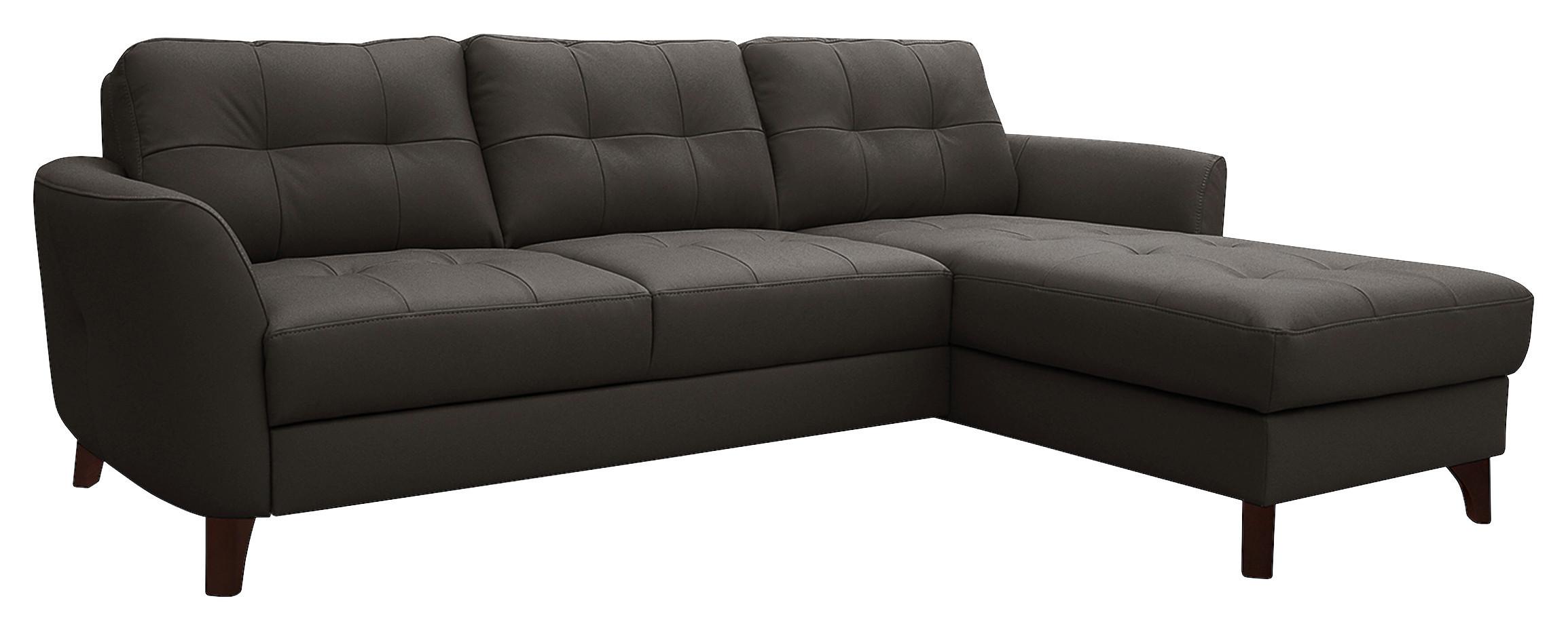 Ecksofa Nordic Dunkelbraun S: 238x168 cm - Dunkelbraun/Buchefarben, Design, Leder/Textil (238/168cm) - Livetastic