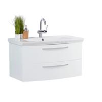 Waschbecken mit Unterschrank Soft-Close Inn, B: 90 cm Weiß - Weiß, MODERN, Keramik/Holzwerkstoff (90/50/51cm)
