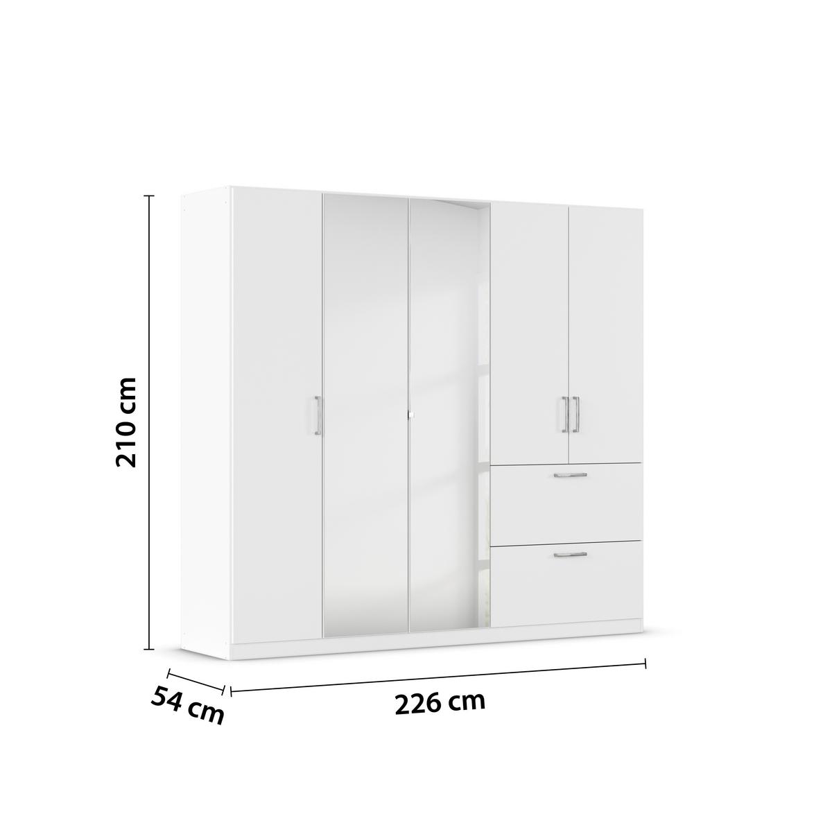 Drehtürenschrank Padua Weiß B: 225 cm - Weiß, MODERN, Holzwerkstoff (225/210/54cm) - Rauch Möbel
