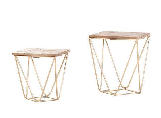 Couchtischset Scan 2er Set - Goldfarben/Naturfarben, Design, Holz/Metall (40/42/40cm) Couchtischset Scan 2er Set - Goldfarben/Naturfarben, Design, Holz/Metall (40/42/40cm)