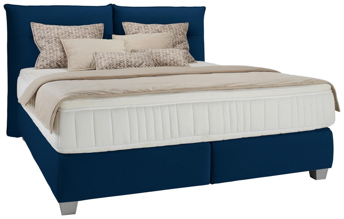 Postel boxspring Fog 180x200cm,modrá - modrá/barvy stříbra, textil/plast (180/200cm) - Premium Living