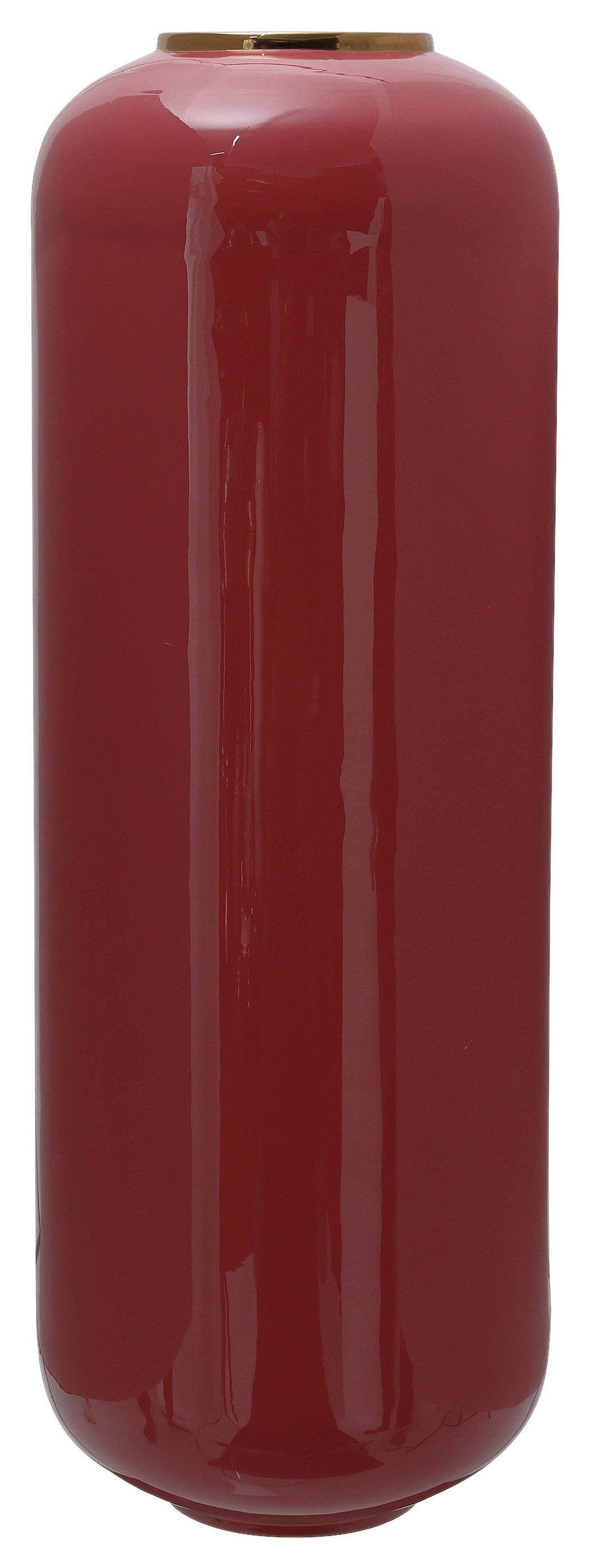 Bodenvase Art Deco Goldfarben Koralle, D: 24 cm - Koralle/Goldfarben, Trend, Metall (24/69cm) - Kayoom