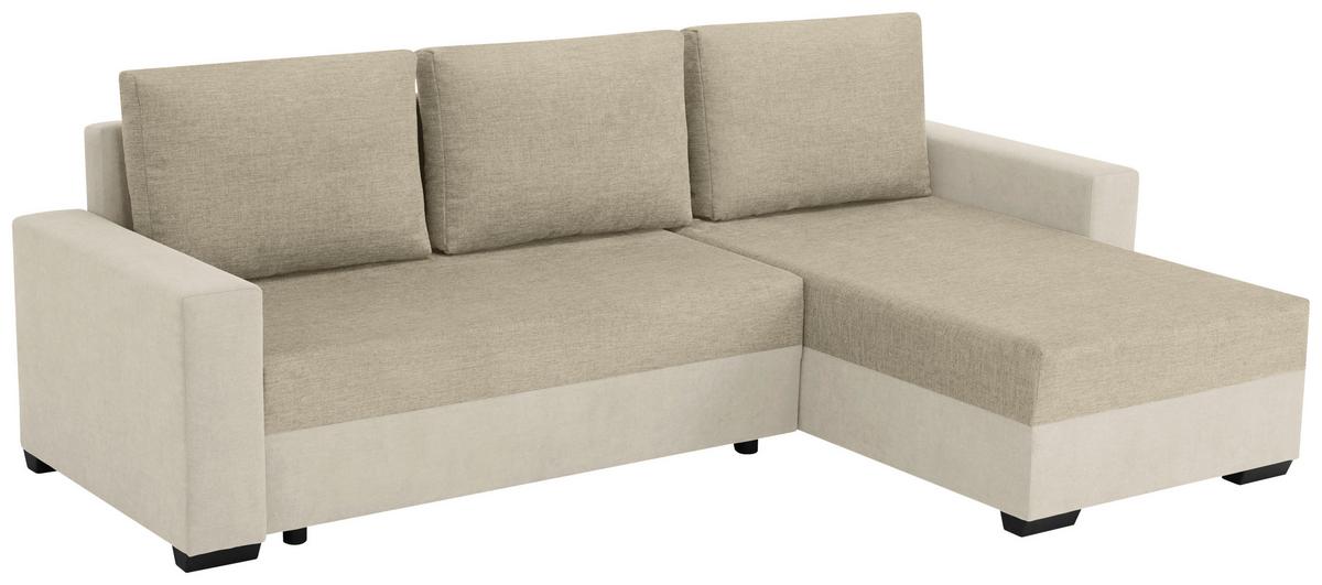 Ecksofa Asna, Beige S: 252x155 cm - Beige/Schwarz, Design, Textil (252/155cm) - Livetastic