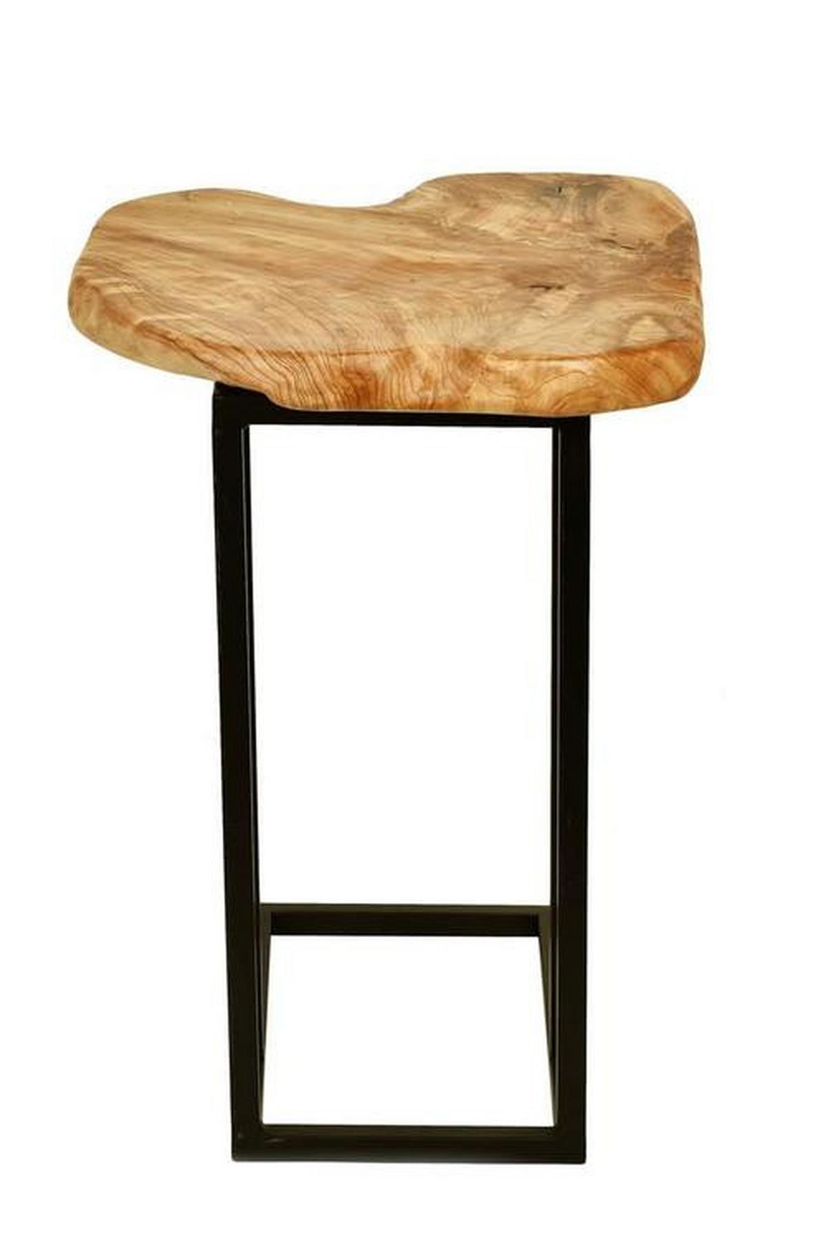 Beistelltisch Woody, Hellbraun/Schwarz - Hellbraun/Schwarz, Basics, Holz/Metall (40/45/61cm) - Kayoom