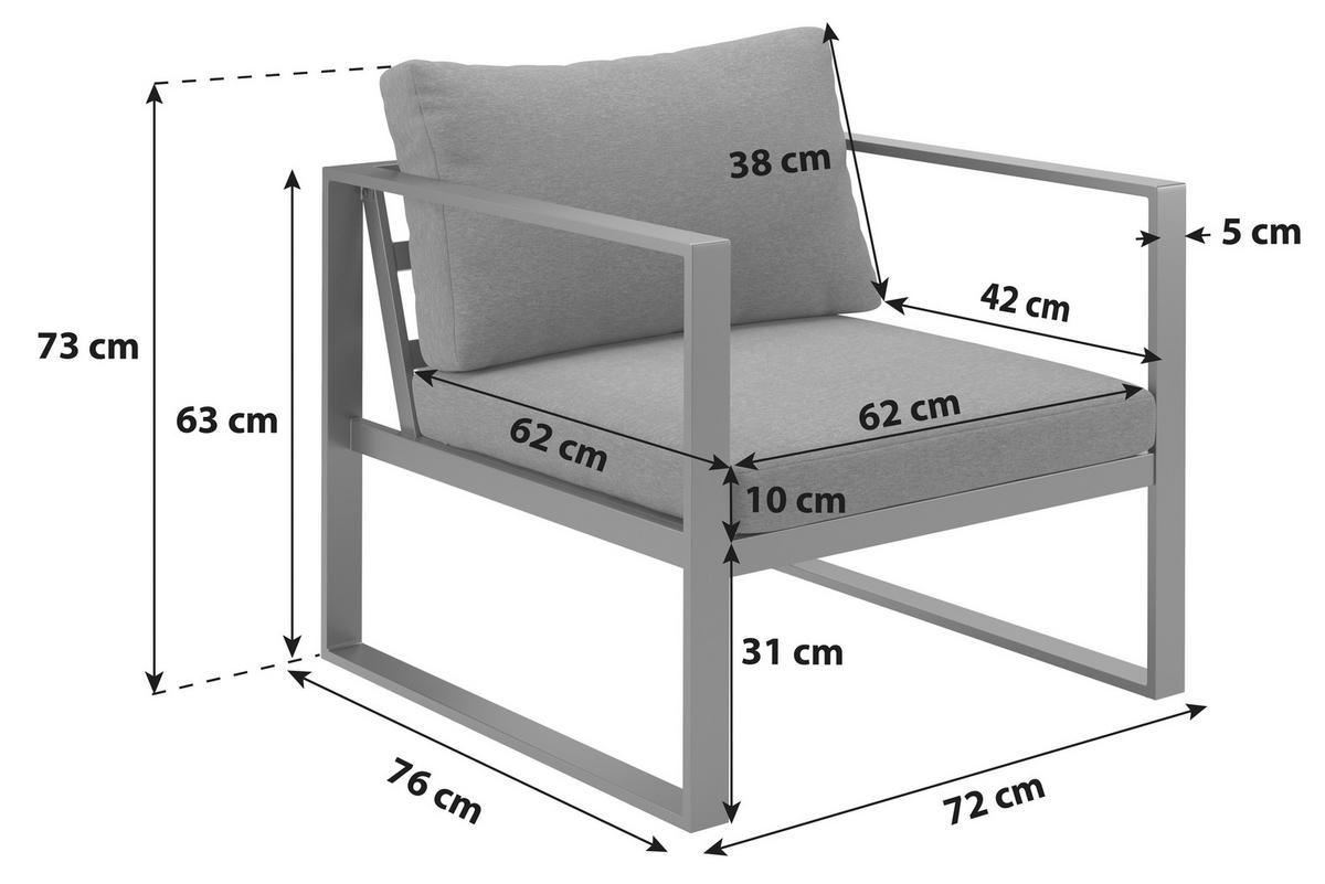 Lounge Fotel Brest - antracit, Modern, textil/fém (72/63/76cm) - Beldano