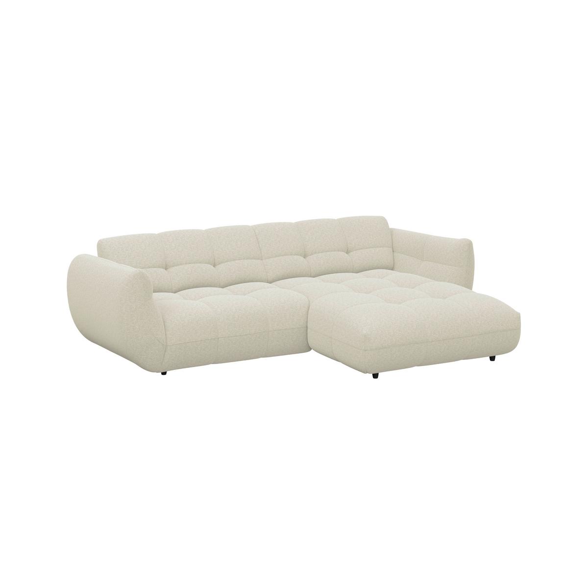 Ecksofa Panda Chenille elfenbein, 280x178cm - Elfenbein/Schwarz, Trend, Textil (280/178cm)