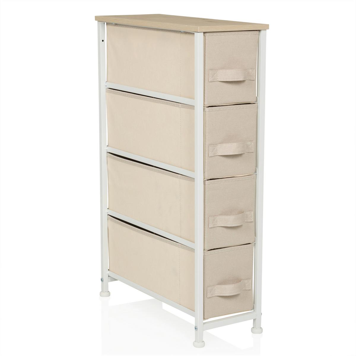 Kommode Foldress S Beige B: 20 cm - Beige/Weiß, MODERN, Textil (20/76/48cm) - MID.YOU