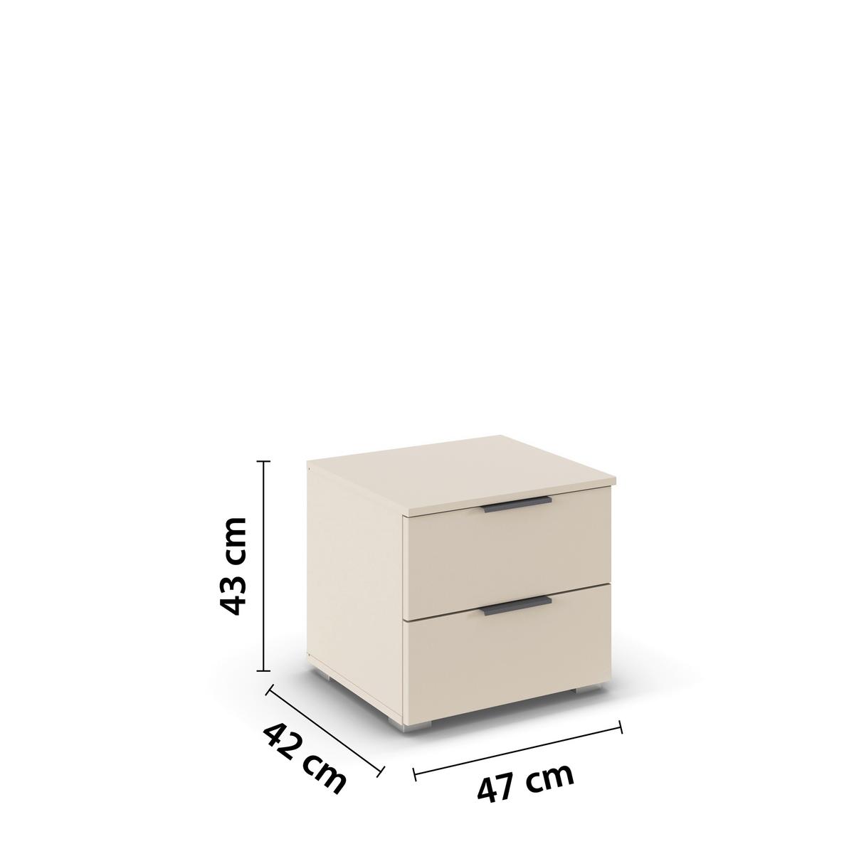 Nachtkästchen Champagner H: 43 cm Alabama Super - Champagner/Alufarben, MODERN, Holzwerkstoff (47/43/42cm)