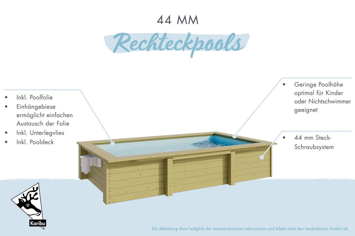 Pool-Set Poseidon 40161 Pool Poseidon - Blau/Naturfarben, Basics, Holz/Kunststoff (303/69/160cm)