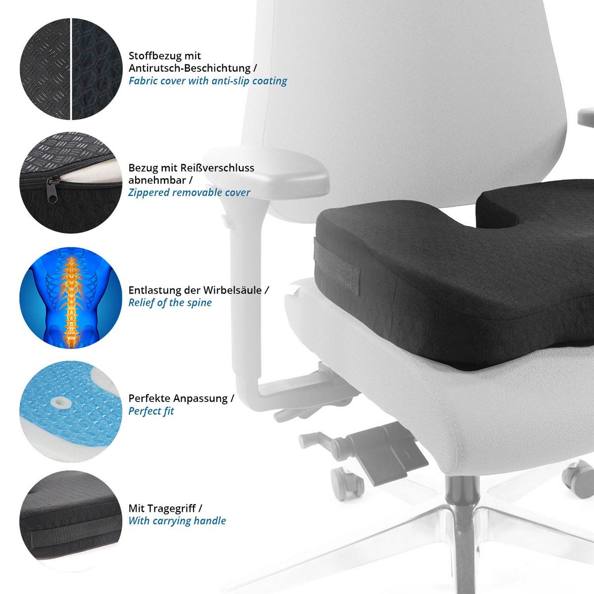 Sitzkissen Medisit Ii 46x35 Cm Schwarz - Schwarz, MODERN, Textil (46/7/35cm) - MID.YOU