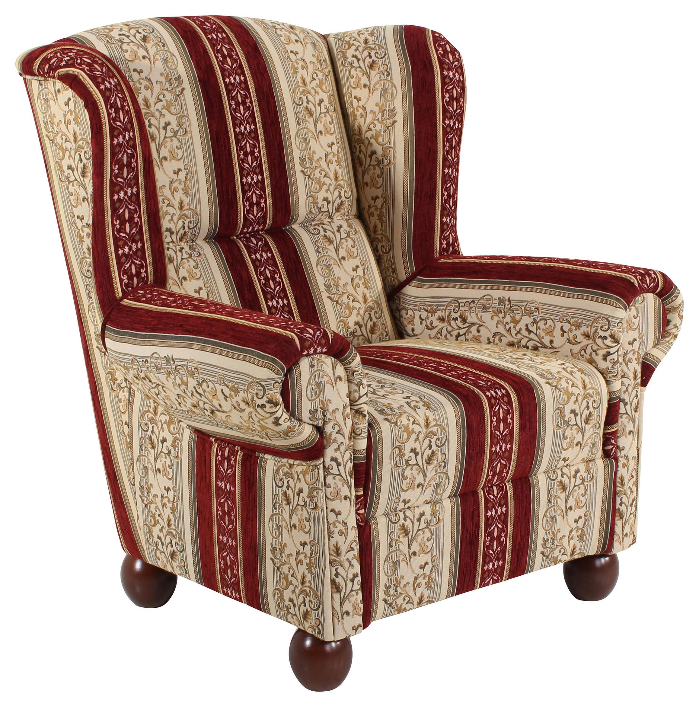 Ohrensessel mit Armlehnen Monarch Rot - Dunkelbraun/Rot, KONVENTIONELL, Textil (93/103/87cm) - Max Winzer