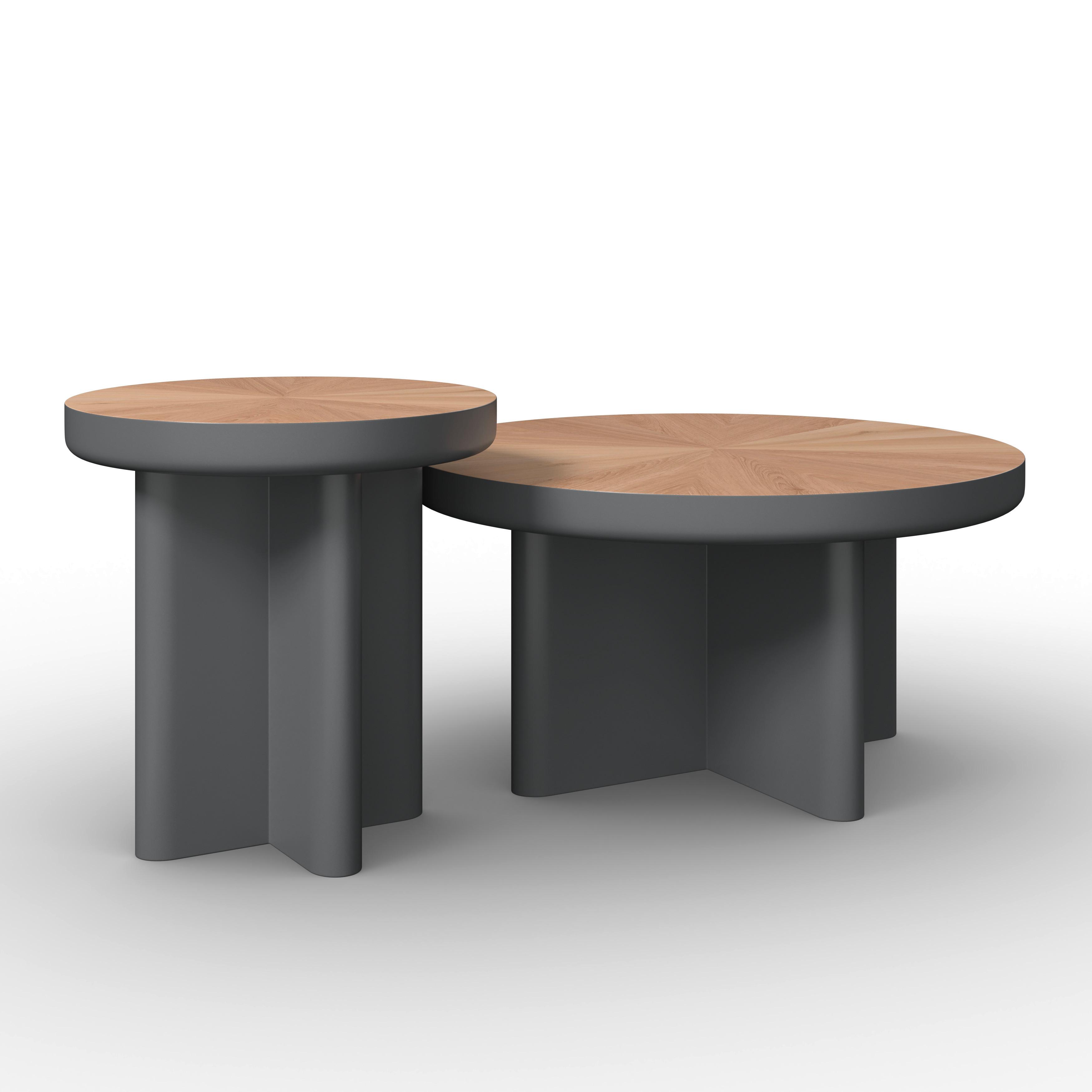 KONFERENČNÍ STOLEK VIOLA - šedá/barvy dubu, Moderní, dřevo/kompozitní dřevo (80/50/80/50/41/51cm) - Bessagi Home