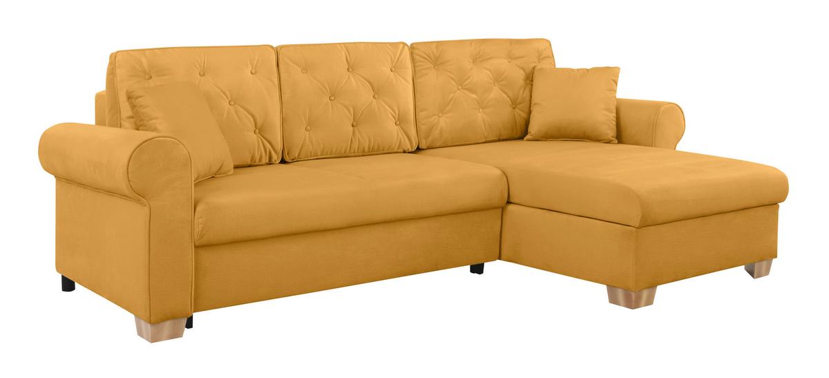 Ecksofa Arles, Gelb 40 S: 266x161 Cm - Gelb/Buchefarben, Design, Textil (266/161cm) - MID.YOU