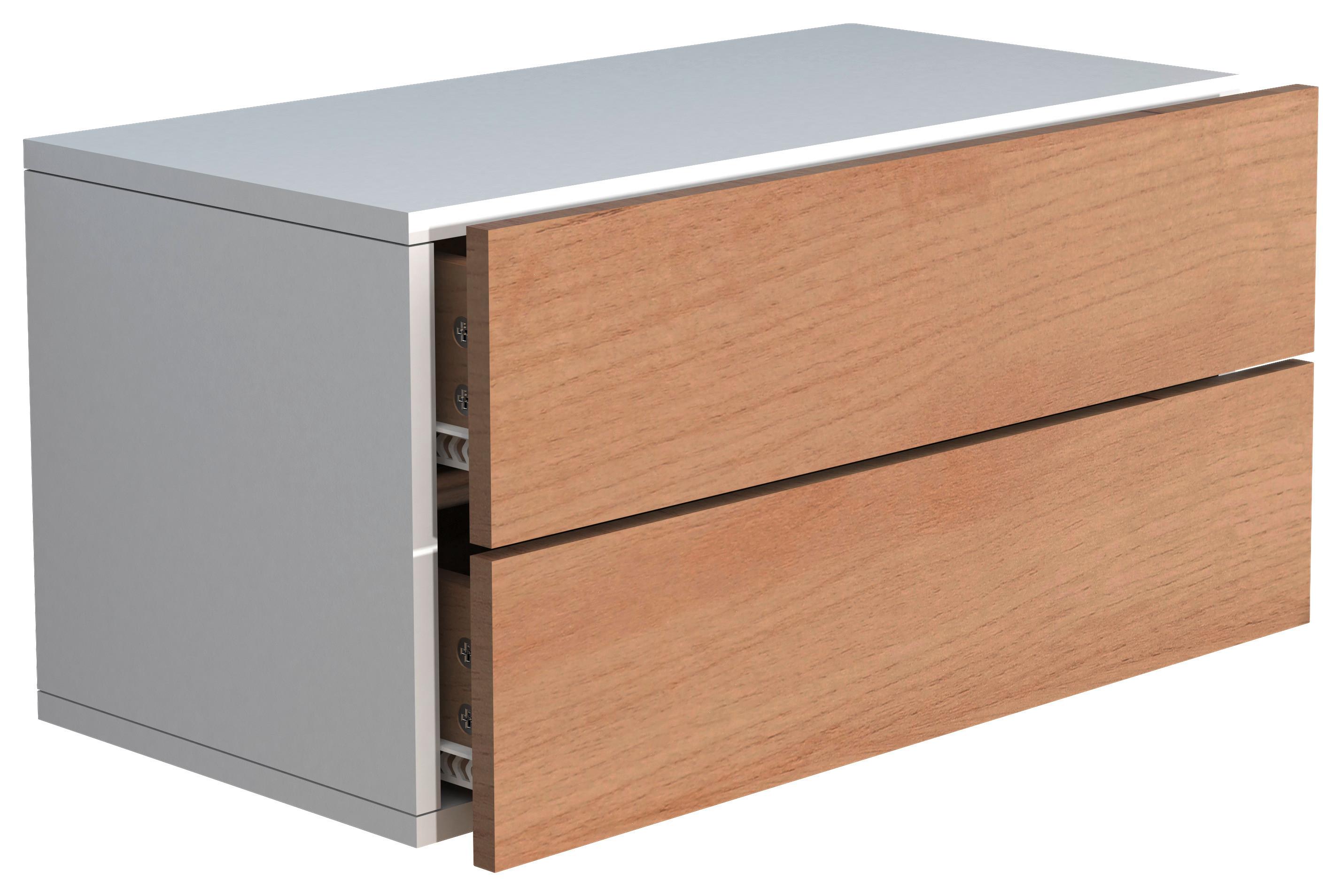 Nachtkästchen USAl L B: 60 cm Weiß/Eiche Dekor