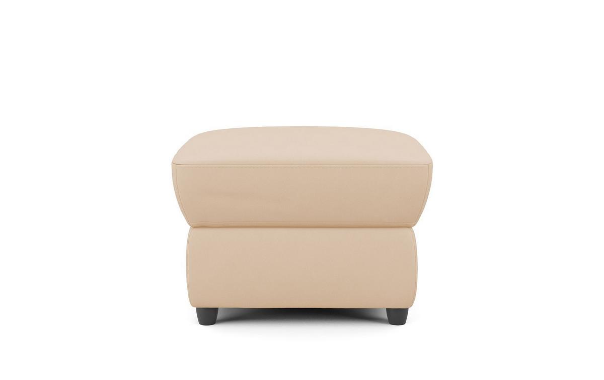 Polsterhocker Boston Beige Lederlook - Beige/Schwarz, KONVENTIONELL, Textil (68/45/68cm) - Livetastic