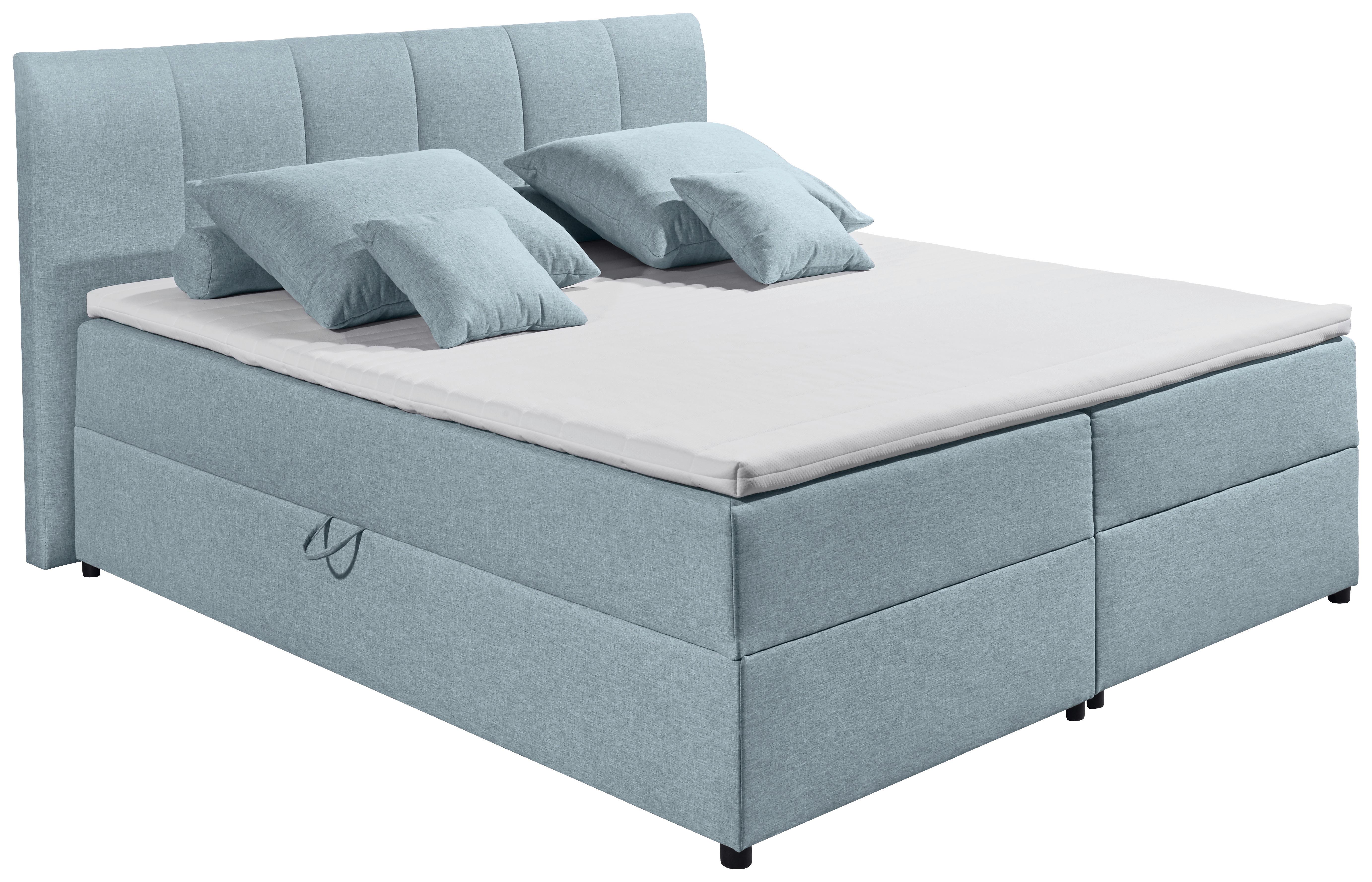 Boxspring Postel Granada 180x200 Cm Pastelová Modrá - černá/pastelově modrá, Basics, kompozitní dřevo/textil (180/200cm) - MID.YOU