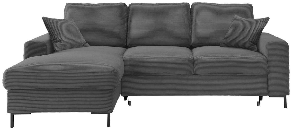 Eckschlafsofa Zona Grau S: 143x237 Cm - Schwarz/Grau, KONVENTIONELL, Textil (143/237cm) - Livetastic