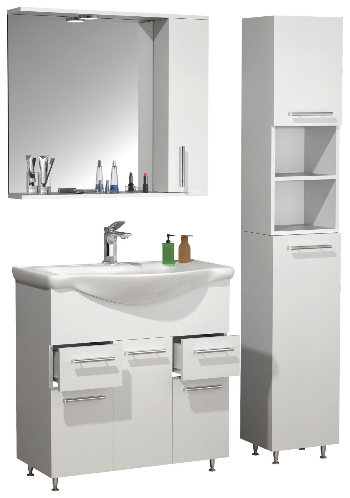 Badezimmer Lisalo Xl - Weiß, MODERN, Glas/Keramik (105cm) - MID.YOU