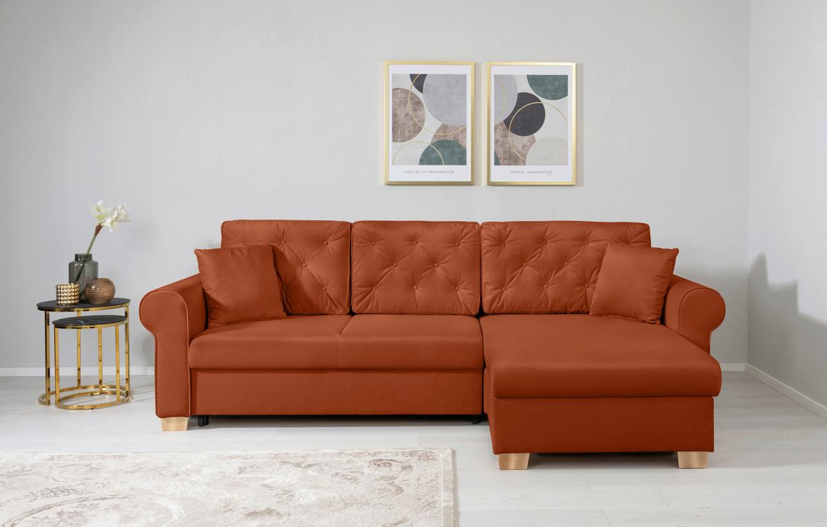 Ecksofa Arles Terracotta 39 S: 266x161 Cm - Buchefarben/Terracotta, Design, Textil (266/161cm) - MID.YOU