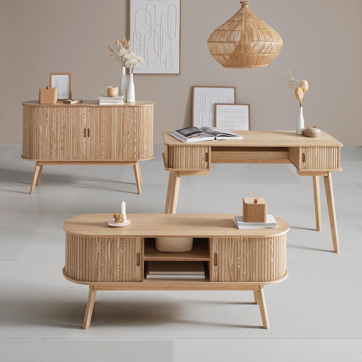 Komoda Skandy - prírodná farba, Modern, drevo/kompozitné drevo (120/80/35cm) - Premium Living