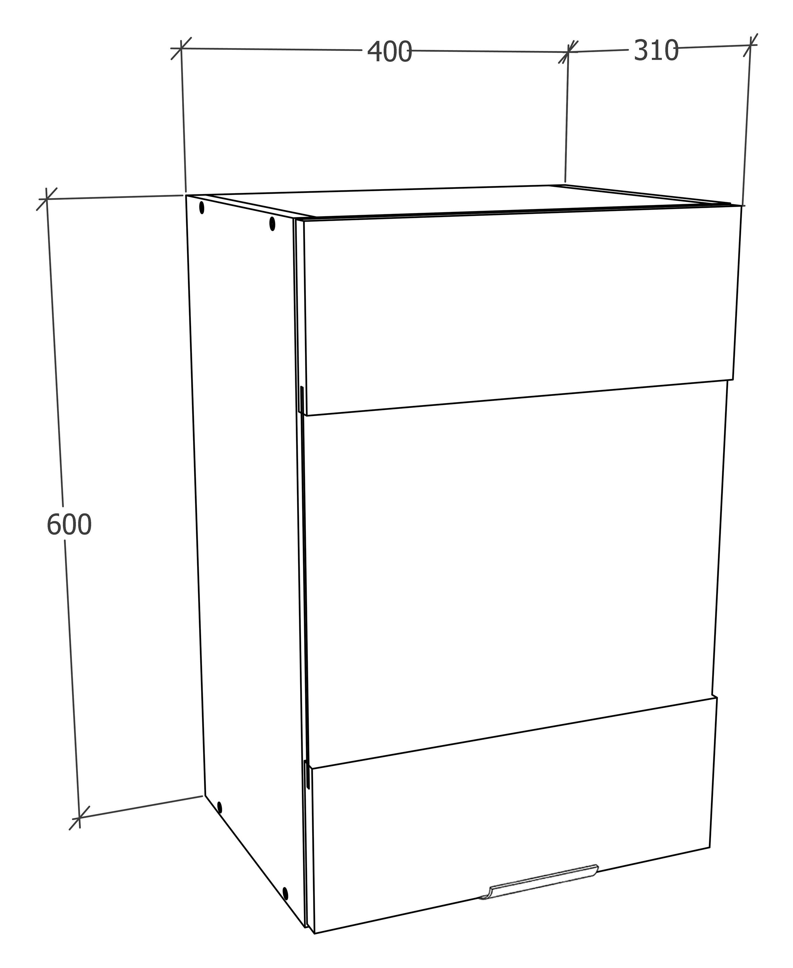 Küchenoberschrank Fasola Weiß/anthrazit B: 40 Cm - Anthrazit/Weiß, Trend, Glas/Holzwerkstoff (40/60/31cm) - MID.YOU