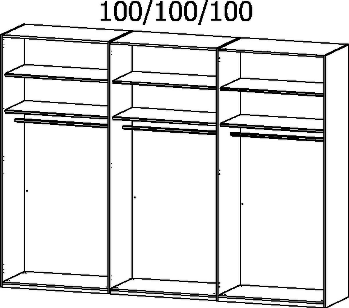 Drehtürenschrank Paola Graphitfarben/Grau B: 301 cm - Graphitfarben/Grau, Trend, Glas/Holzwerkstoff (301/223/61cm) - Rauch Möbel