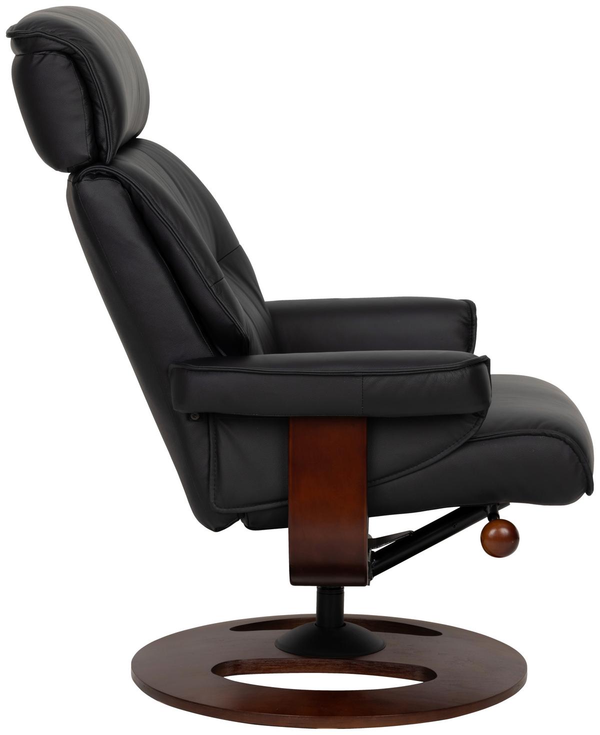 Relaxsessel Calm Schwarz B: 76 Cm - Walnussfarben/Schwarz, Basics, Leder/Holz (76/106/90cm) - Livetastic