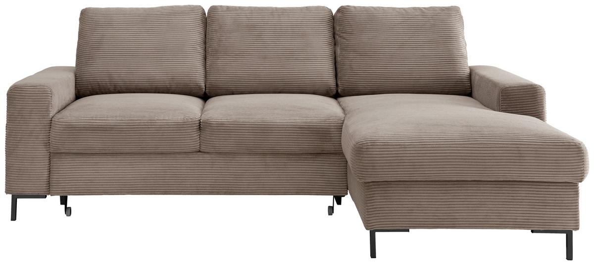 Eckschlafsofa Zona, Graubraun S: 237x143 Cm - Graubraun/Schwarz, KONVENTIONELL, Textil (237/143cm) - Livetastic