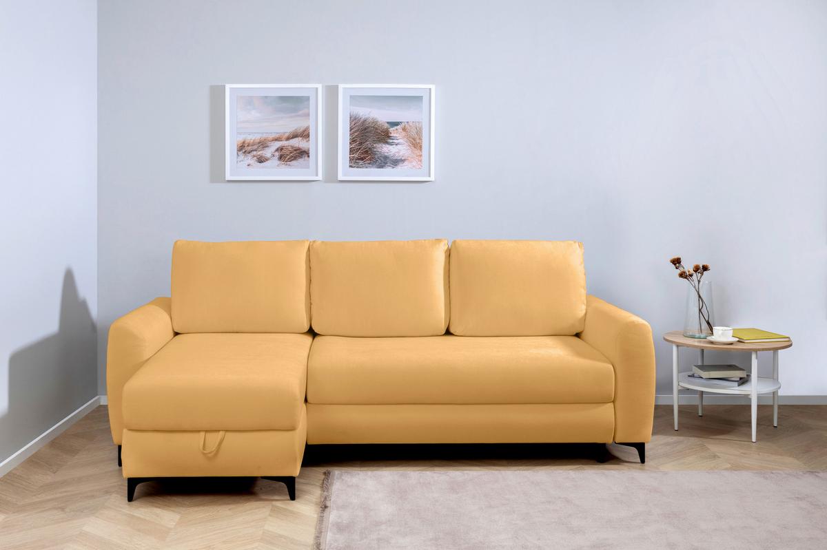 Ecksofa Moli, Gelb S: 236x148 cm - Gelb/Schwarz, Design, Textil (236/148cm) - MID.YOU