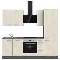 Kuchynská linka 240CM biely betón/ bridlicová šedá - biela/farba ušľachtilej ocele, Modern, kov/kompozitné drevo (240cm) - Nobilia