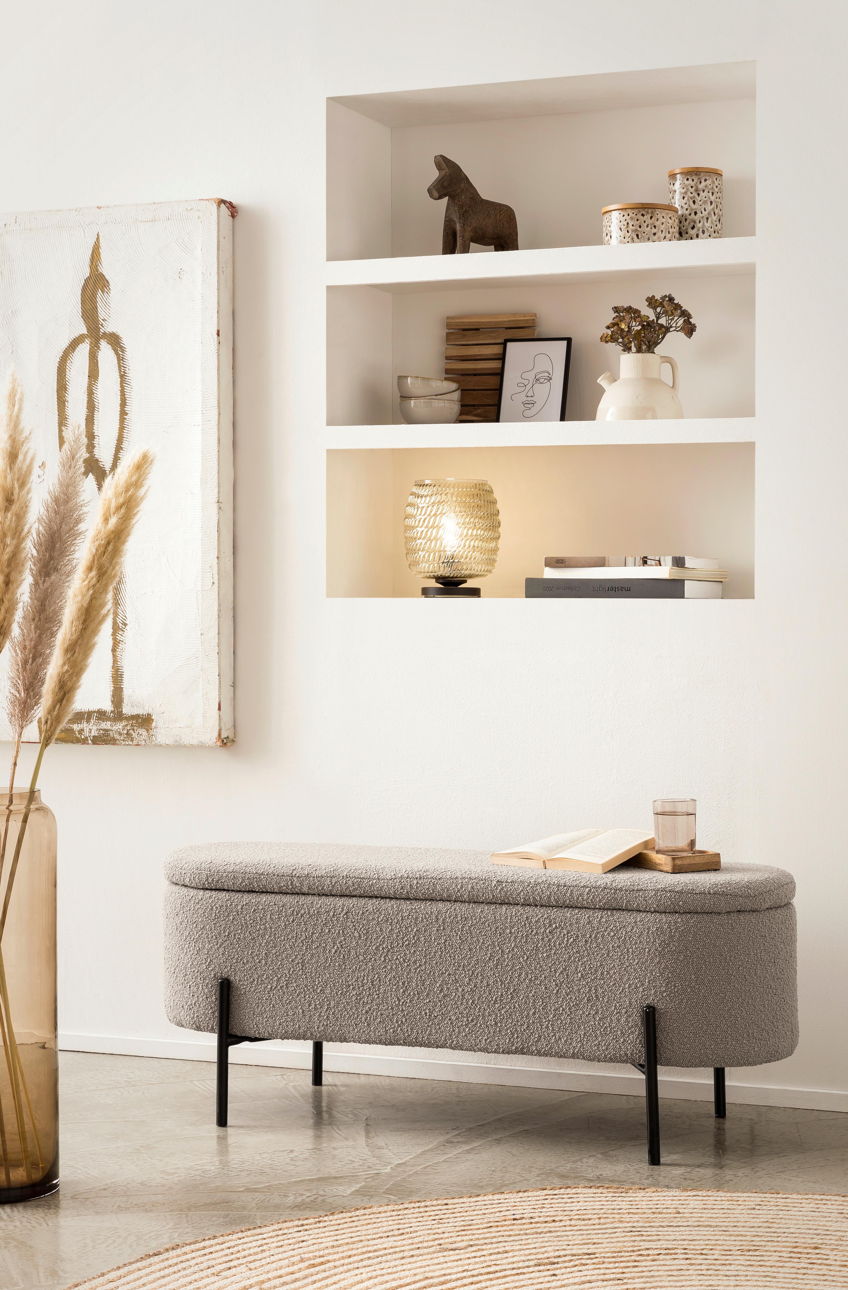 Hockerbank Taupe B: 110 Cm - Taupe/Schwarz, MODERN, Textil (110/44/40cm) - Livetastic