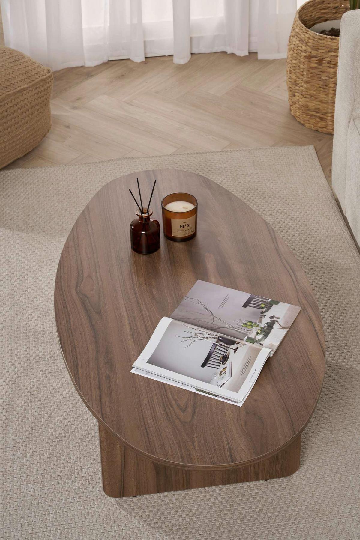 Couchtisch Orba Creme/Walnussfarben L: 120cm - Walnussfarben/Creme, Design, Holzwerkstoff (120/40/65cm) - MID.YOU