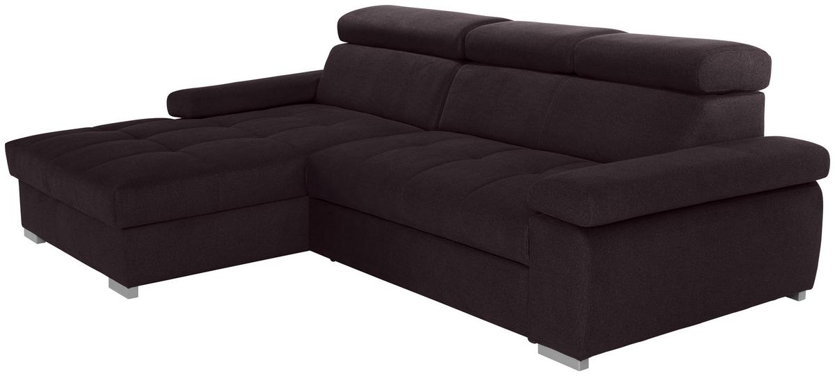 Ecksofa Mit Bettkasten Perry Aubergine 292x183 Cm - Silberfarben/Aubergine, Design, Textil (183/292cm) - Livetastic