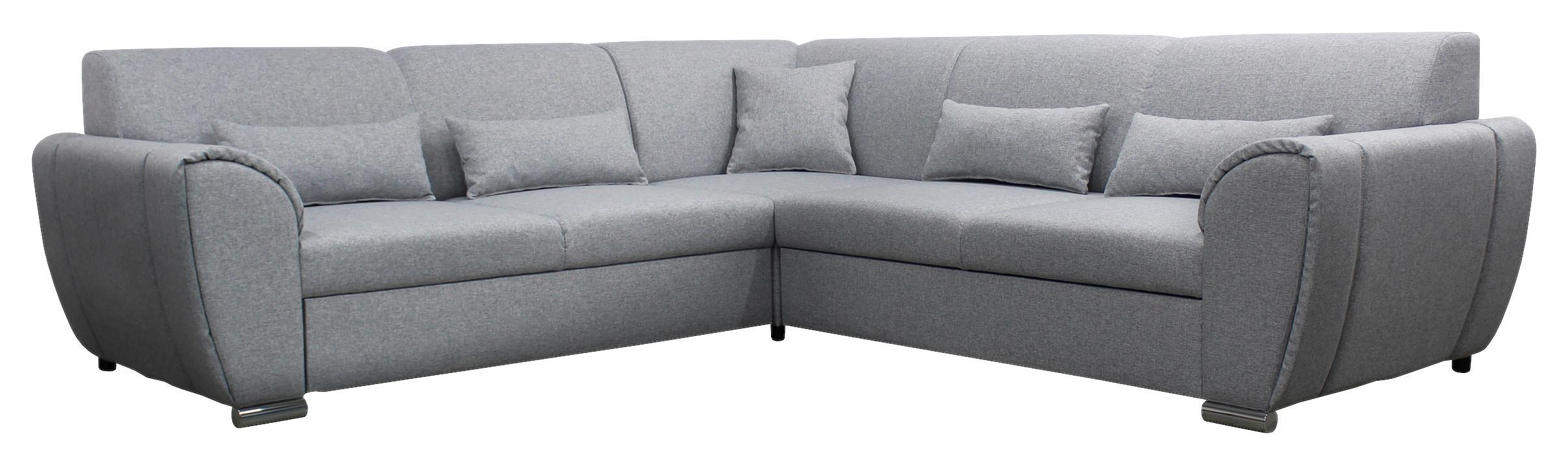 Ecksofa Mit Schlaffunktion & Bettkasten Delux Hellgrau