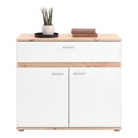 Komoda CARMEN 2 dekor dub/biela - biela/farba duba, Trend, kompozitné drevo/plast (80,2/80/35cm) - Based